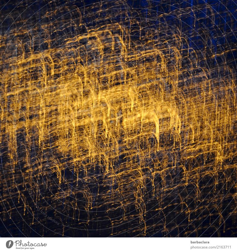 kreativ | Sonnenreflexion auf Glas Feste & Feiern Tür Linie leuchten außergewöhnlich blau gold Stimmung Bewegung bizarr Kreativität Kunst Farbfoto Innenaufnahme