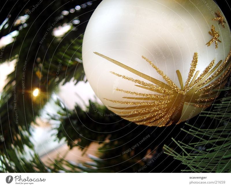 Christbaumkugel Baum Tanne Pflanze Licht Lichterkette Muster grün Dinge Weihnachten & Advent Feste & Feiern silber gold Schatten unschaft Kugel