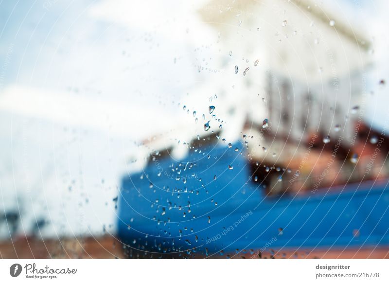 Nebensaisonale Hafenrundfahrt Wasser Wassertropfen Himmel Klima Wetter schlechtes Wetter Regen Schifffahrt Containerschiff Nieselregen Sightseeing Farbfoto