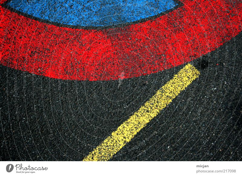 Fuse | A Sudden Meeting On A Certain Day Farbe Sicherheit Bodenbelag Straße Asphalt rot blau gelb schwarz Kontrast Verbote Verbotsschild Schilder & Markierungen