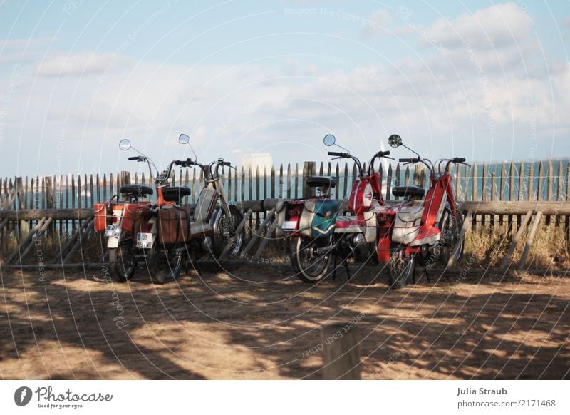 Mofagang Sand Küste Meer Île de Ré Frankreich Hafenstadt Stadtrand Kleinmotorrad stehen einzigartig Ferien & Urlaub & Reisen Ferne Ziel Zufriedenheit