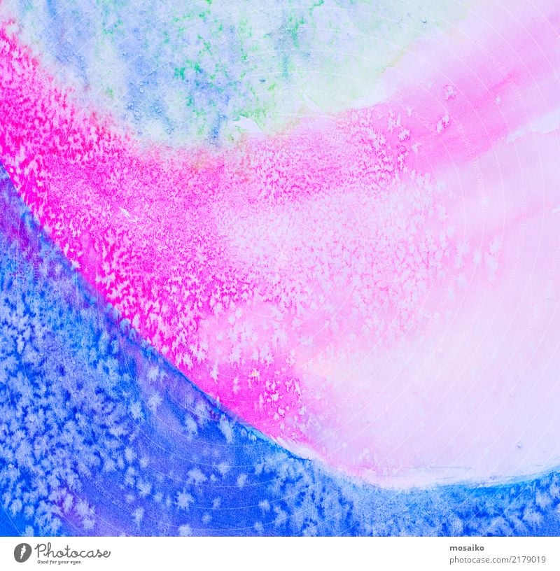 Rosa und blaue Aquarelle auf strukturiertem Papier Stil Design Dekoration & Verzierung Bildung Kindergarten Schule Kunst Gemälde retro rosa Farbe Zufriedenheit