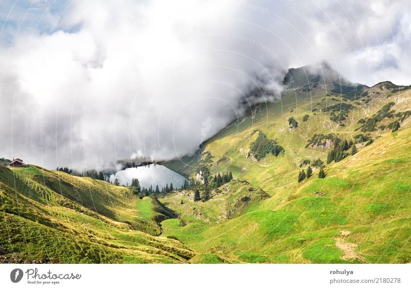 dichter Nebel beginnt den Alpensee Seealpsee zu bedecken Ferien & Urlaub & Reisen Berge u. Gebirge wandern Natur Landschaft Himmel Wolken Sommer Wetter
