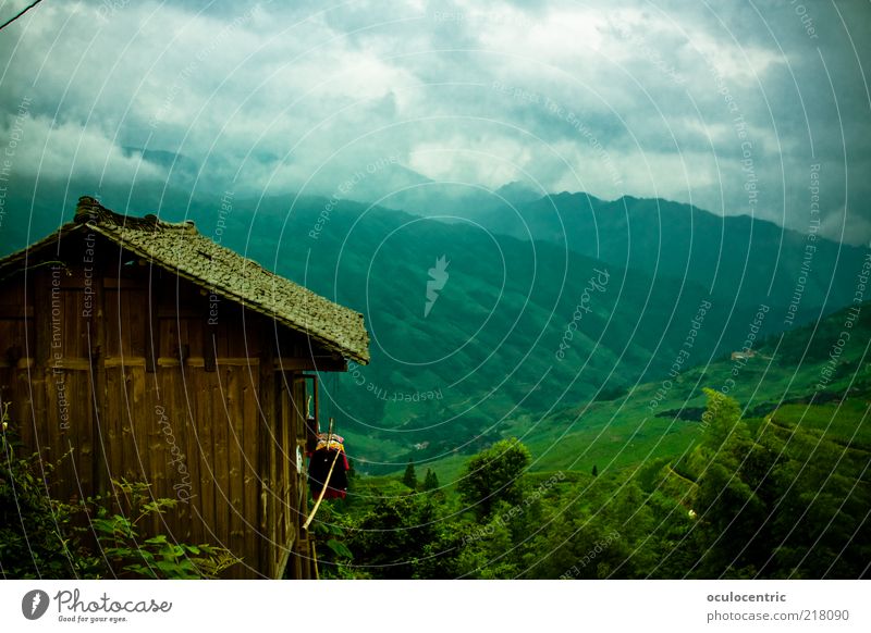 uralte und authentische Hütte Umwelt Natur Landschaft Pflanze Himmel Wolken Gewitterwolken Sommer schlechtes Wetter Wind Reisefotografie Reisfeld Wachstum