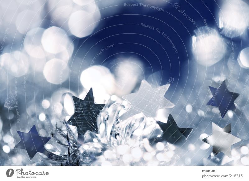 blaue Weihnachtskarte Lifestyle Design Dekoration & Verzierung Feste & Feiern festlich Weihnachtsdekoration Weihnachtsstern Stern (Symbol) Zeichen glänzend