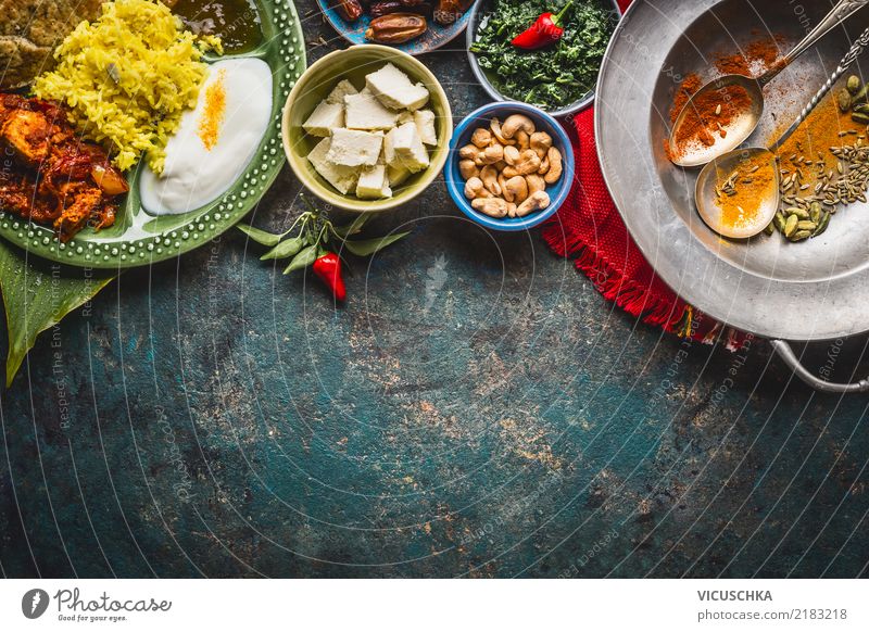 Indisch Essen Lebensmittel Käse Joghurt Gemüse Getreide Kräuter & Gewürze Öl Ernährung Mittagessen Festessen Bioprodukte Vegetarische Ernährung Diät