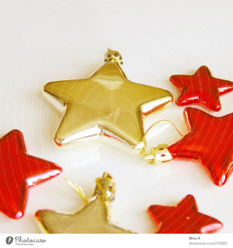 Glassterne Dekoration & Verzierung eckig glänzend gold rot zerbrechlich Weihnachtsdekoration Weihnachtsstern Stern (Symbol) Baumschmuck Weihnachten & Advent