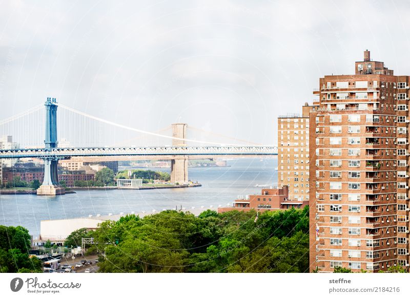 Wohnen in der Stadt V Haus Aussicht New York City Manhattan Manhattan Bridge Brooklyn Bridge Häusliches Leben Miete Farbfoto Außenaufnahme Menschenleer