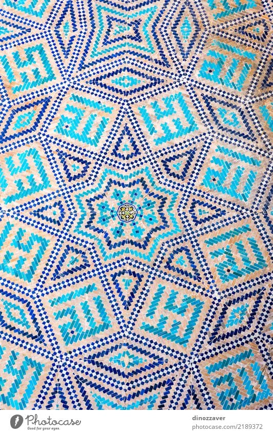 Blaues Mosaik Detail. Samarkand Registan Ferien & Urlaub & Reisen Sightseeing Sommer Haus Dekoration & Verzierung Kunst Museum Gebäude Architektur Fassade