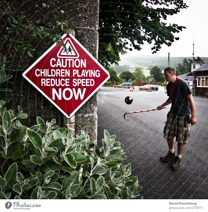 In jedem steckt ein Kind Mensch maskulin Junger Mann Jugendliche Erwachsene 1 18-30 Jahre Pflanze Baum Grünpflanze Straßenverkehr Fußgänger Verkehrszeichen
