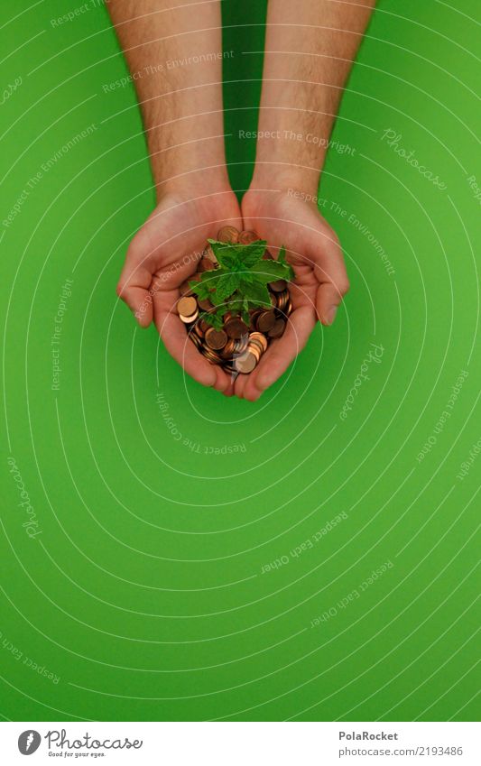#AS# ökologisch investieren Geld Kitsch Investor Geldmünzen Geldgeber Aktien Zinsen Sparbuch nachhaltig grün Hand festhalten biologisch Gesundheit