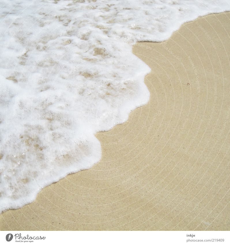 Meeresschaum bei 30°C Sommer Strand Wellen Sand Wasser Schönes Wetter Atlantik Schaum schön Stimmung Zufriedenheit Idylle Textfreiraum Gischt Meerwasser