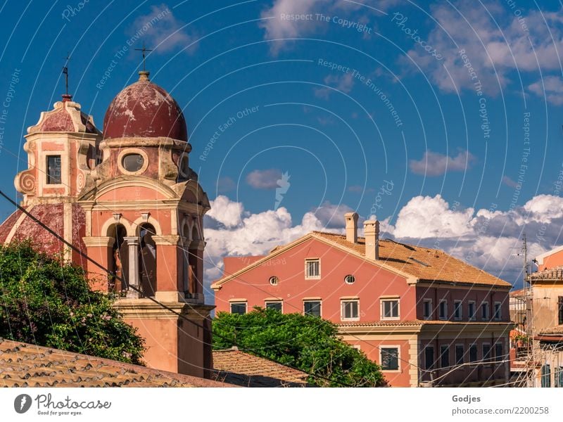 Kirchen Kérkira's Himmel Baum Korfu Hauptstadt Menschenleer Haus Dom Fenster Dach Ferien & Urlaub & Reisen Blick alt authentisch Originalität Neugier Hoffnung