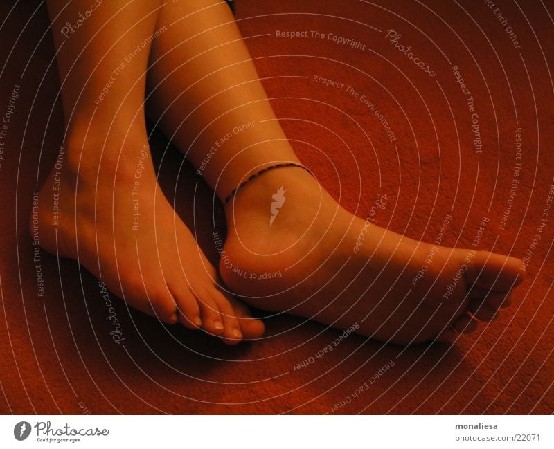 füße1 feminin Zehen Teppich Fußkette Frau Beine orange Pediküre Frauenfuß Barfuß Hintergrund neutral liegen Fußsohle