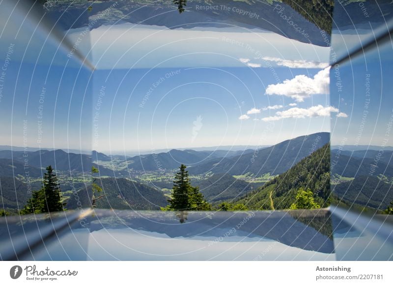 verkehrte Welt Sport Umwelt Natur Landschaft Pflanze Luft Himmel Wolken Horizont Sommer Wetter Schönes Wetter Baum Gras Hügel Alpen Berge u. Gebirge Gipfel