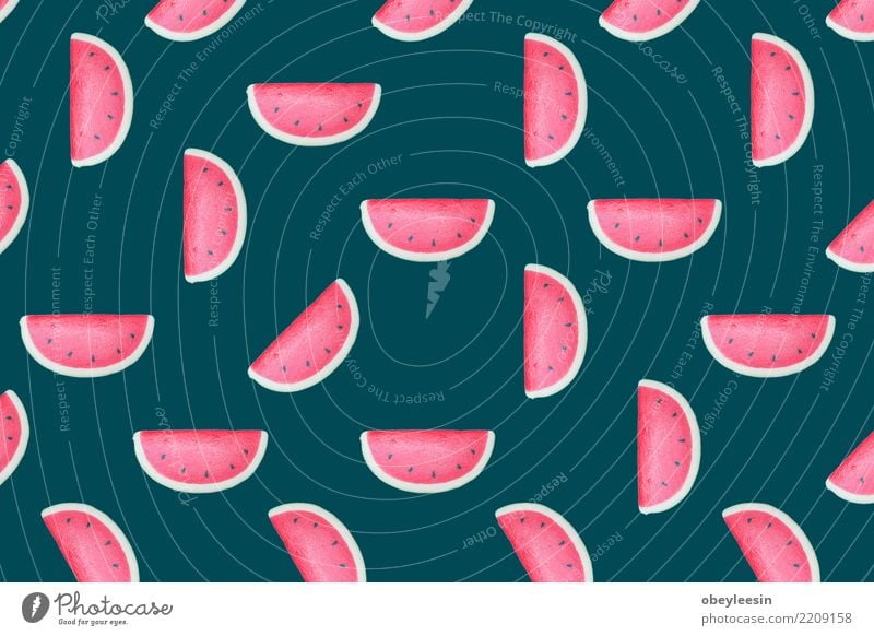Rote Wassermelone des Musters auf Hintergrund. Flache Lage, Draufsicht Frucht Dessert Ernährung Vegetarische Ernährung Diät Sommer Natur frisch lecker natürlich