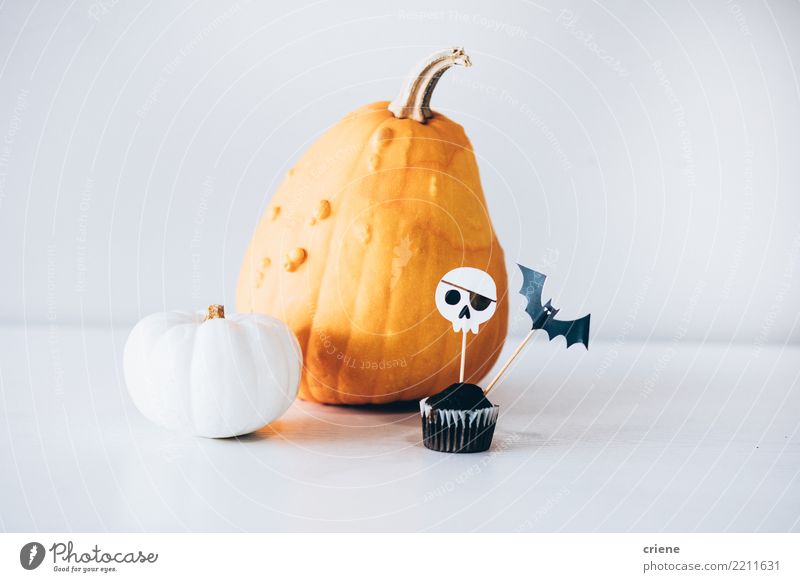 Auswahl an Halloween Herbstdekoration Essen Dekoration & Verzierung Accessoire gruselig weiß Kürbis Geister u. Gespenster Lebensmittel Muffin Cupcake Schokolade