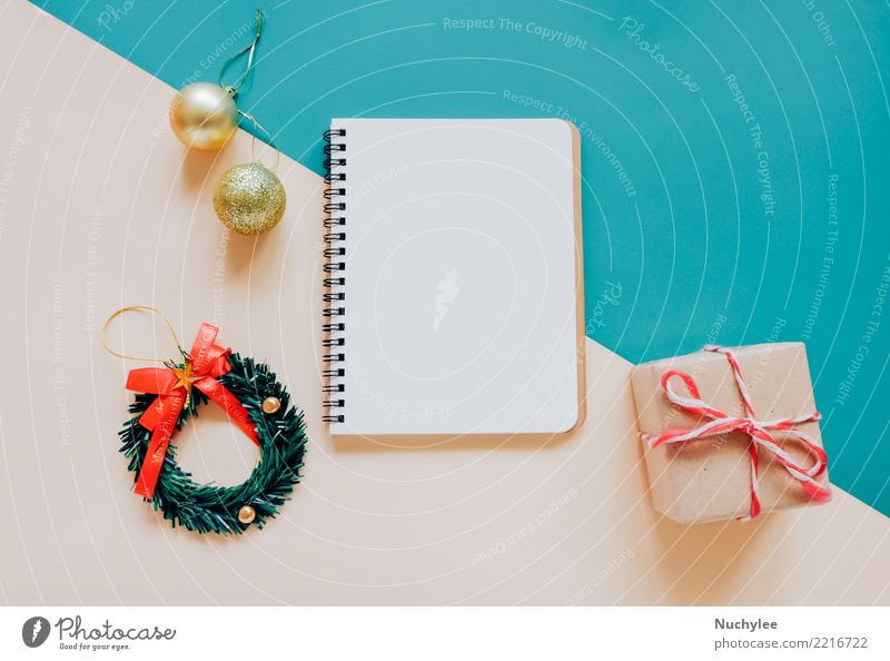 leere Notebook mock-up mit Weihnachtsschmuck Stil Design Glück Winter Dekoration & Verzierung Feste & Feiern Weihnachten & Advent Handwerk Accessoire Papier