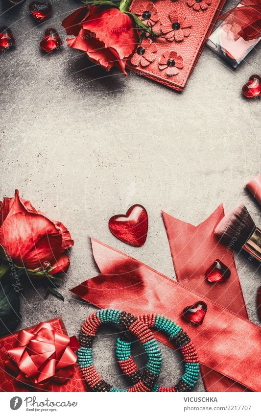 Valentinstag Hintergund Rahmen mit rot Rosen Stil Design Feste & Feiern Blume Dekoration & Verzierung Blumenstrauß Liebe Hintergrundbild Symbole & Metaphern