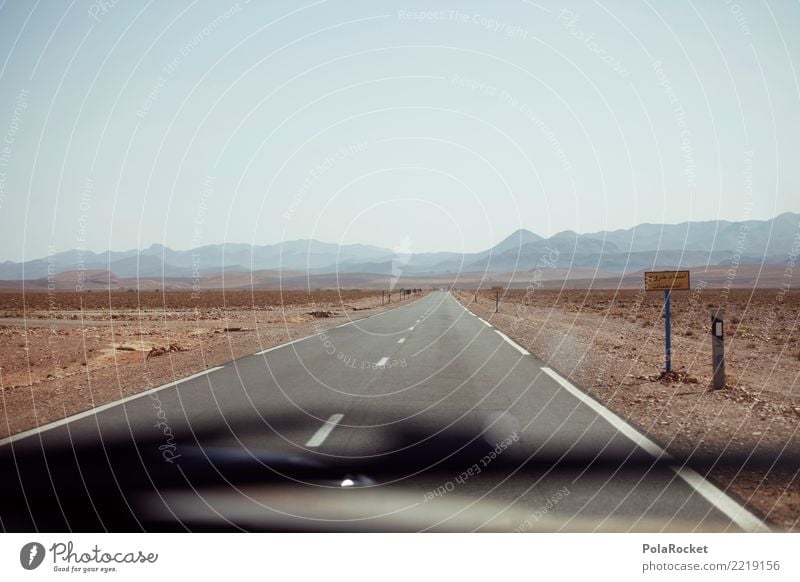 #A# geradeaus Kunst ästhetisch Straße Straßenbelag Autobahn Wüste Wüstenpiste Wüstenpflanze Marokko Brachland Farbfoto Gedeckte Farben Außenaufnahme Experiment