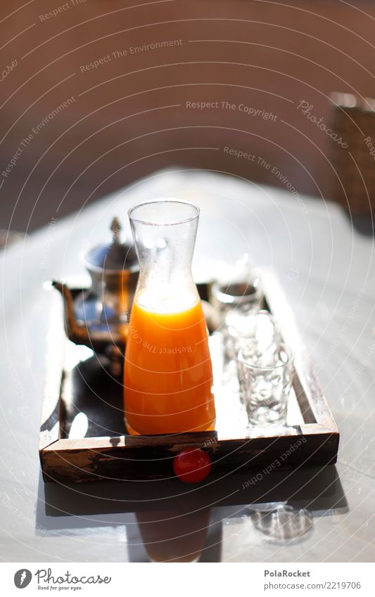 #A# Moroccan Breakfast Kunst ästhetisch Orangensaft orange Teekanne Frühstück Frühstückstisch Frühstückspause Urlaubsstimmung Farbfoto mehrfarbig Außenaufnahme