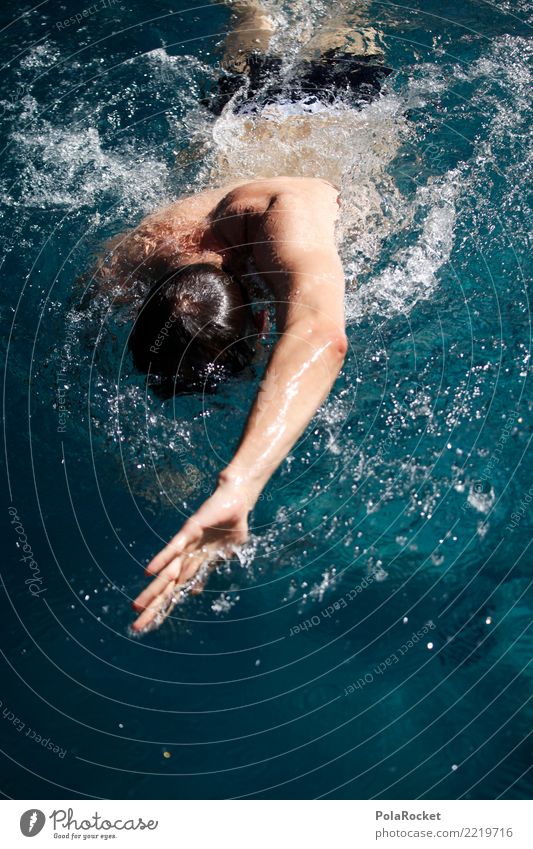 #A# Wassersport Kunst Kunstwerk ästhetisch Schwimmsportler Schwimmer (Angeln) Schwimmen & Baden Mann Kraft Energie Gleichgewicht Kraulstil schwimmen Farbfoto