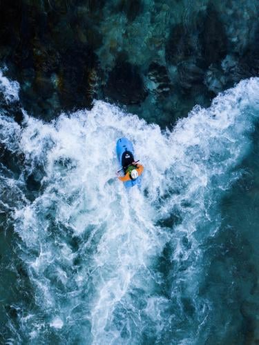 #S# Kajak Wildwasser I Wassersport Schwimmen & Baden extrem Sport Extremsport Extremsituation Abenteuer Fluss oben Wasserfahrzeug Paddeln Strömung bedrohlich