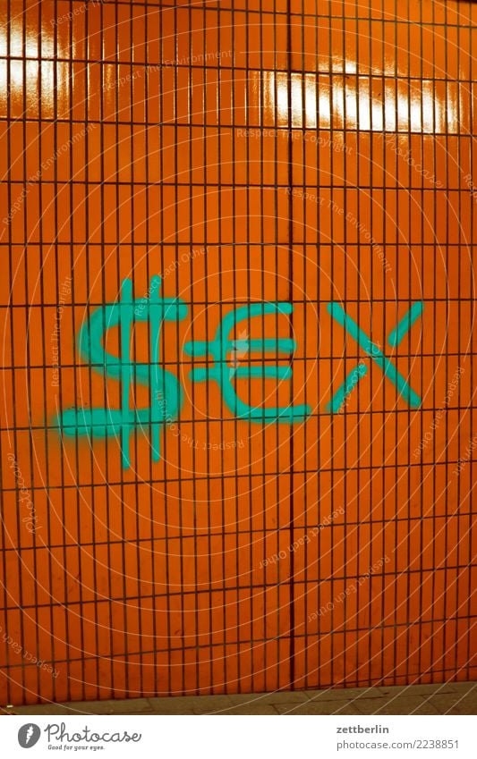 SEX Fliesen u. Kacheln Sachbeschädigung beschmiert Sex Geschlecht Tagger Graffiti taggen Vandalismus Wort Gang Durchgang Wand Dollarzeichen Eurozeichen