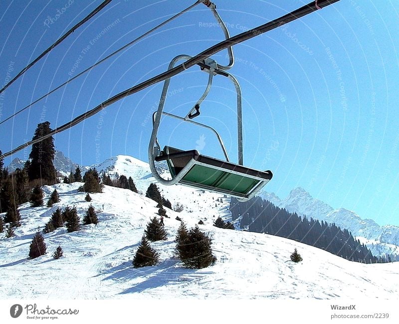 Skilift Skilift-Sitz Tanne Freizeit & Hobby Skilft Berge u. Gebirge Wintersprot Schnee Himmel