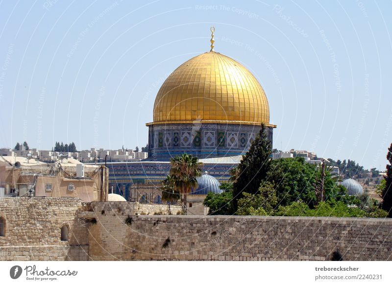 The dome of the Rock in Jerusalem, Israel Ferien & Urlaub & Reisen Sightseeing Skyline Dom Mauer Wand Religion & Glaube Islam Großstadt Moslem Klagemauer