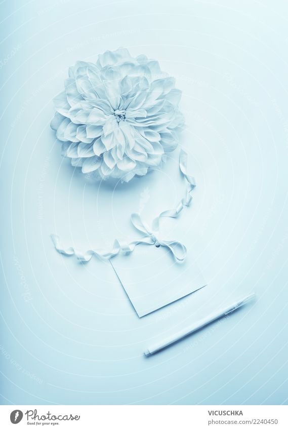 Türkis blau mock up mit Blume und Grußkarte elegant Stil Design Party Veranstaltung Feste & Feiern Valentinstag Muttertag Hochzeit Geburtstag