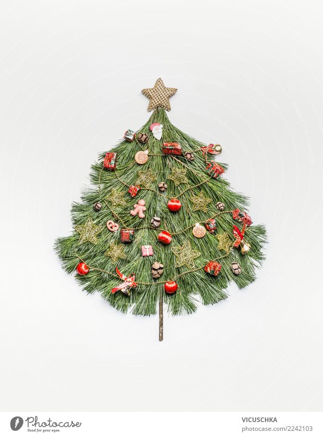 Weihnachtsbaum gemacht mit Tannenzweige Stil Design Ferien & Urlaub & Reisen Winter Feste & Feiern Weihnachten & Advent Dekoration & Verzierung Zeichen Ornament