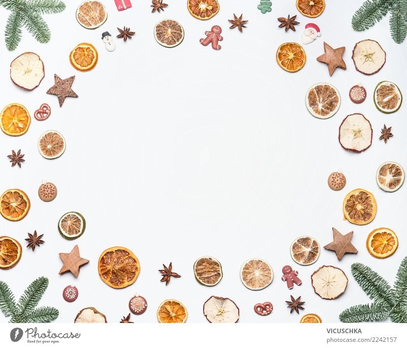 Weihnachten Hintergrund Rahmen auf weß Süßwaren Festessen Stil Design Ferien & Urlaub & Reisen Winter Feste & Feiern Weihnachten & Advent