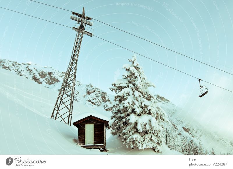 frohes fest euch allen Umwelt Natur Landschaft Himmel Wolken Winter Schönes Wetter Schnee Pflanze Baum Tanne Felsen Alpen Berge u. Gebirge kalt Skilift Hütte