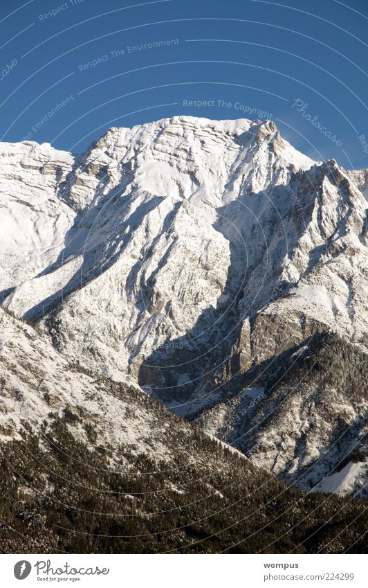 Brilliantes Bergwetter Umwelt Natur Landschaft Schönes Wetter Schnee Felsen Alpen Berge u. Gebirge Gipfel Schneebedeckte Gipfel blau grau weiß Tourismus