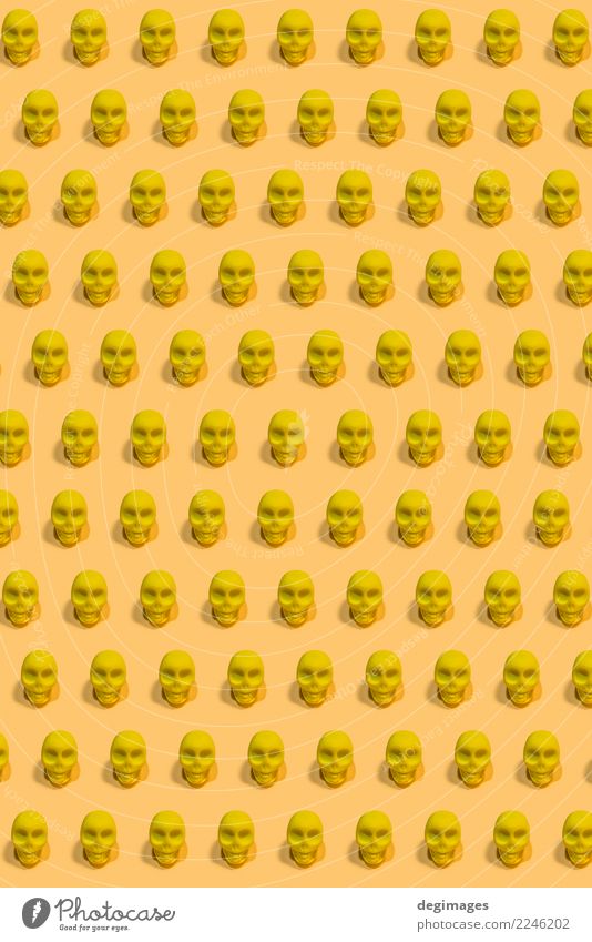 Gelbes Schädel-Muster Design Dekoration & Verzierung Halloween Mensch Kunst gelb weiß Tod Angst Entsetzen Farbe Hintergrund Knochen Mexiko Skelett Kopf