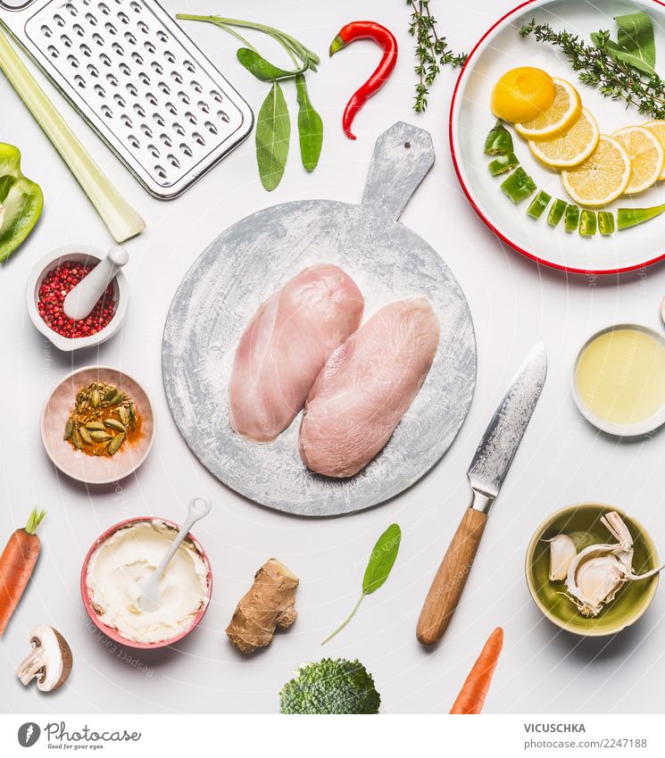 Gesundes Essen und Kochen Lebensmittel Fleisch Gemüse Kräuter & Gewürze Ernährung Bioprodukte Diät Geschirr Messer Stil Design Gesundheit Gesunde Ernährung