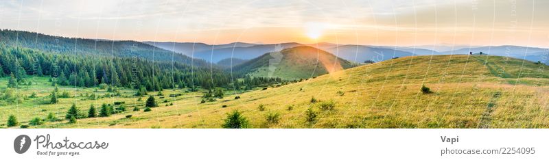 Panorama des Sonnenuntergangs in den Bergen schön Ferien & Urlaub & Reisen Tourismus Ausflug Abenteuer Ferne Sommer Sommerurlaub Berge u. Gebirge wandern Umwelt