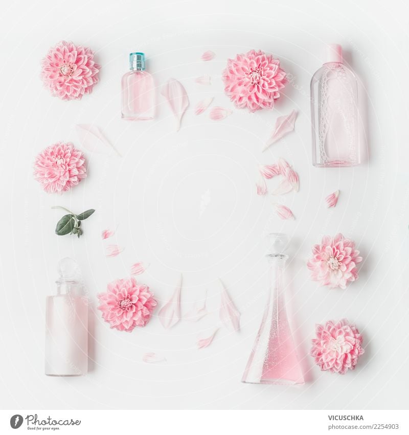 Pastellrosa Kosmetic Flachen mit Blumen Stil Design schön Körperpflege Kosmetik Parfum Gesundheit Wellness Spa Rose Dekoration & Verzierung Ornament