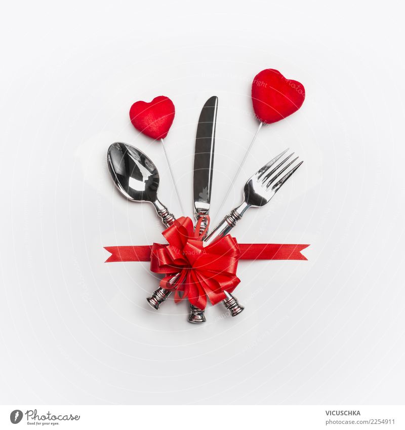 Festliche Tischgedeck für Valentinstag Festessen Besteck Stil Design Dekoration & Verzierung Party Veranstaltung Restaurant Feste & Feiern Hochzeit Zeichen