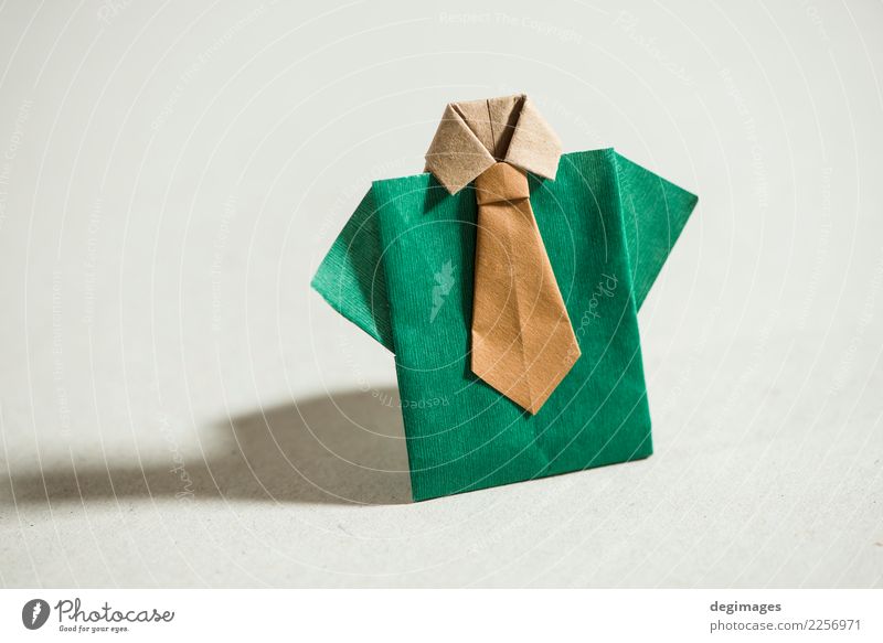 Hemdorigami über Weiß kaufen Stil Design Dekoration & Verzierung Business Mann Erwachsene Kunst Bekleidung Kleid Stoff Krawatte Papier grün weiß Origami