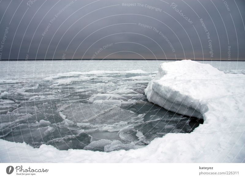Ostsee ... oder doch Antarktis? Meer Winter Schnee Natur Wasser Horizont Wetter Eis Frost Menschenleer Erholung kalt blau grau weiß Einsamkeit Endzeitstimmung