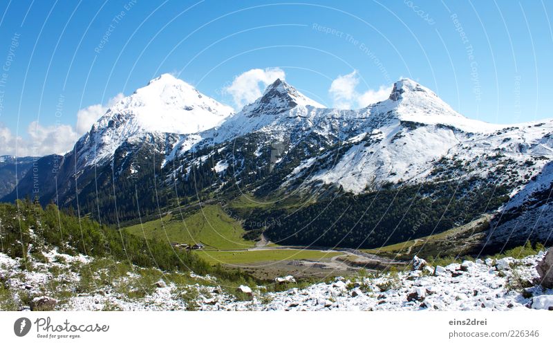 Ab ins Gebirge Berge u. Gebirge Umwelt Natur Landschaft Urelemente Himmel Wolken Herbst Schönes Wetter Schnee Gras Sträucher Alpen Kalkalpen
