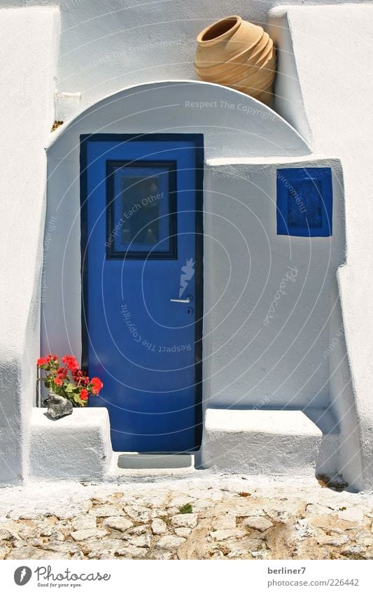 Blau - weiss , die Farben Santorinis ruhig Ferien & Urlaub & Reisen Tourismus Sommer Sommerurlaub Haus Dekoration & Verzierung Griechenland Europa Menschenleer