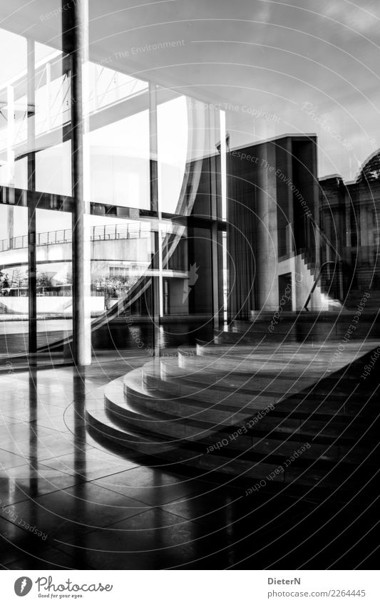 Glas und Beton II Berlin Stadtzentrum Menschenleer Bauwerk Gebäude Architektur Mauer Wand Treppe Fassade Sehenswürdigkeit Wahrzeichen grau schwarz weiß