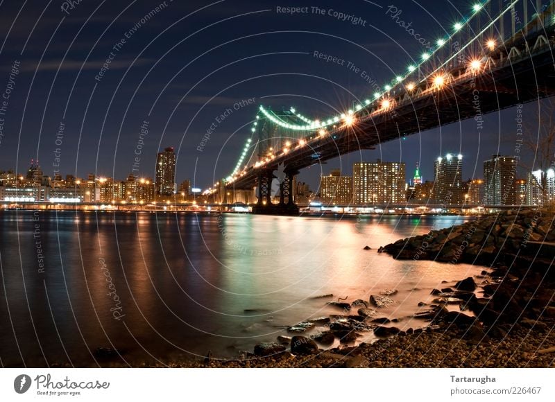 Manhattan Bridge Ferien & Urlaub & Reisen Sightseeing Städtereise Flussufer New York City USA Amerika Hauptstadt Skyline Brücke Sehenswürdigkeit Wahrzeichen