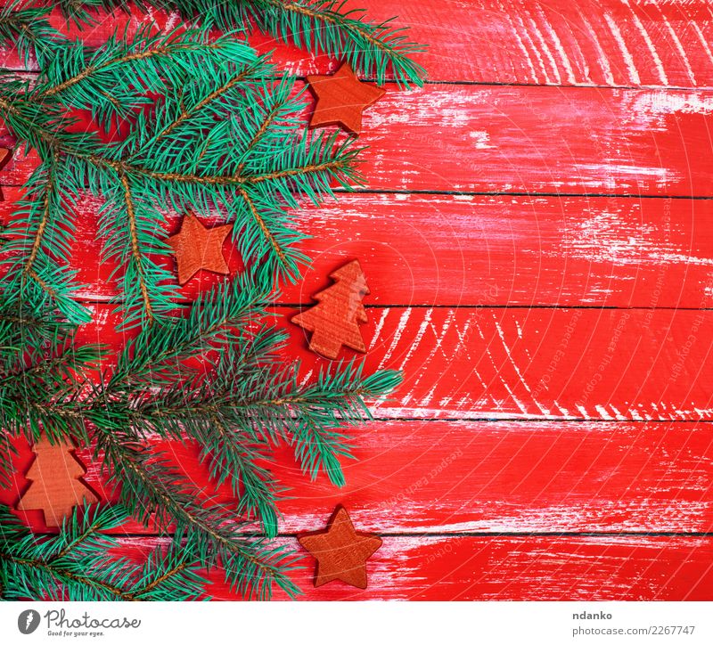 heller roter hölzerner Hintergrund von Brettern Dekoration & Verzierung Feste & Feiern Weihnachten & Advent Silvester u. Neujahr Baum Holz alt neu retro grün