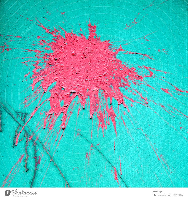 Strike Stil Anstreicher Kunst Mauer Wand Beton Graffiti Coolness Flüssigkeit trendy verrückt blau rosa Farbe Dynamik Farbstoff Farben und Lacke Fleck spritzen