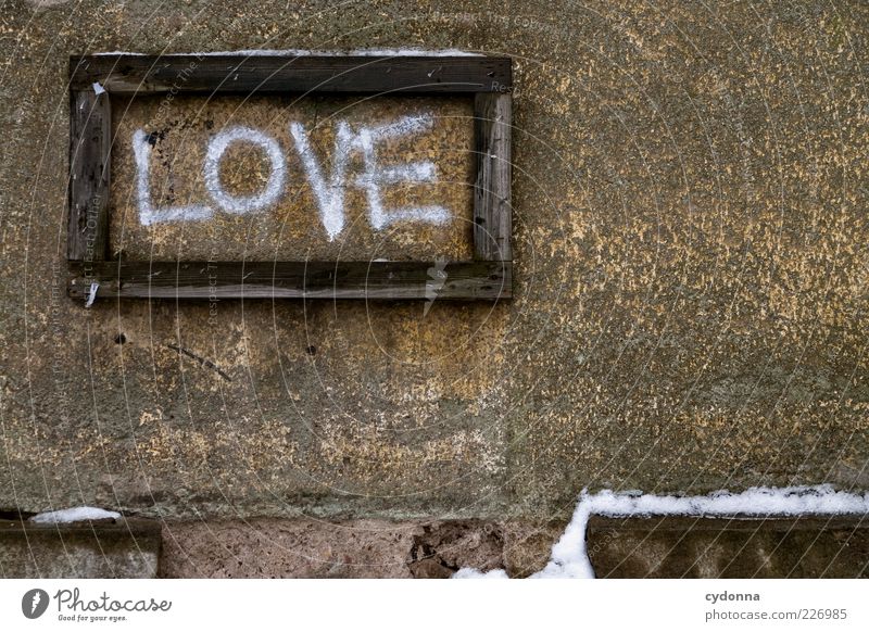 Schaukasten 'Liebe' Winter Schnee Mauer Wand Schriftzeichen Schilder & Markierungen Graffiti ästhetisch einzigartig Gefühle Hoffnung Idee Kreativität