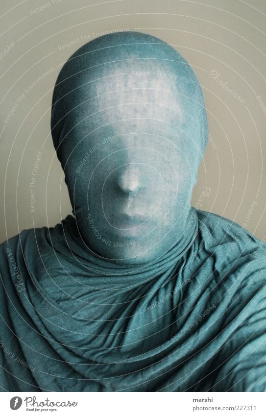 anonyme Hülle Stil Mensch Kopf 1 Gefühle Tuch umhüllen verpackt abstrakt Schleier unklar Gesicht gesichtslos Farbfoto Innenaufnahme Studioaufnahme